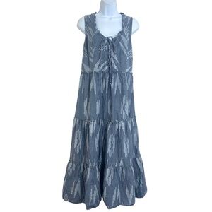 Cotton & Rye Ikat Chambray Maxi Sundress Blue Size L